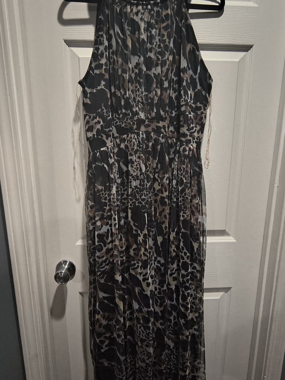 Animal-Print Halter Maxi Dress in Black and Brown